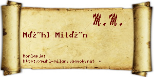 Mühl Milán névjegykártya
