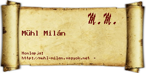 Mühl Milán névjegykártya